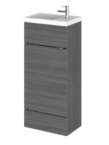 Hudson Reed Fusion Anthracite Woodgrain 400mm Vanity Unit & Basin (255mm Deep)